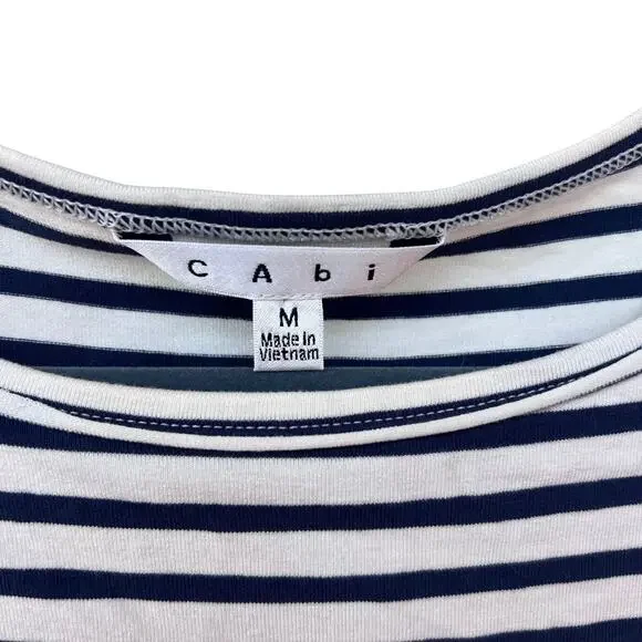 Cabi Striped Long Sleeve Top Sharkbite Hem Coastal French Style Nautical M - Picture 6 of 8